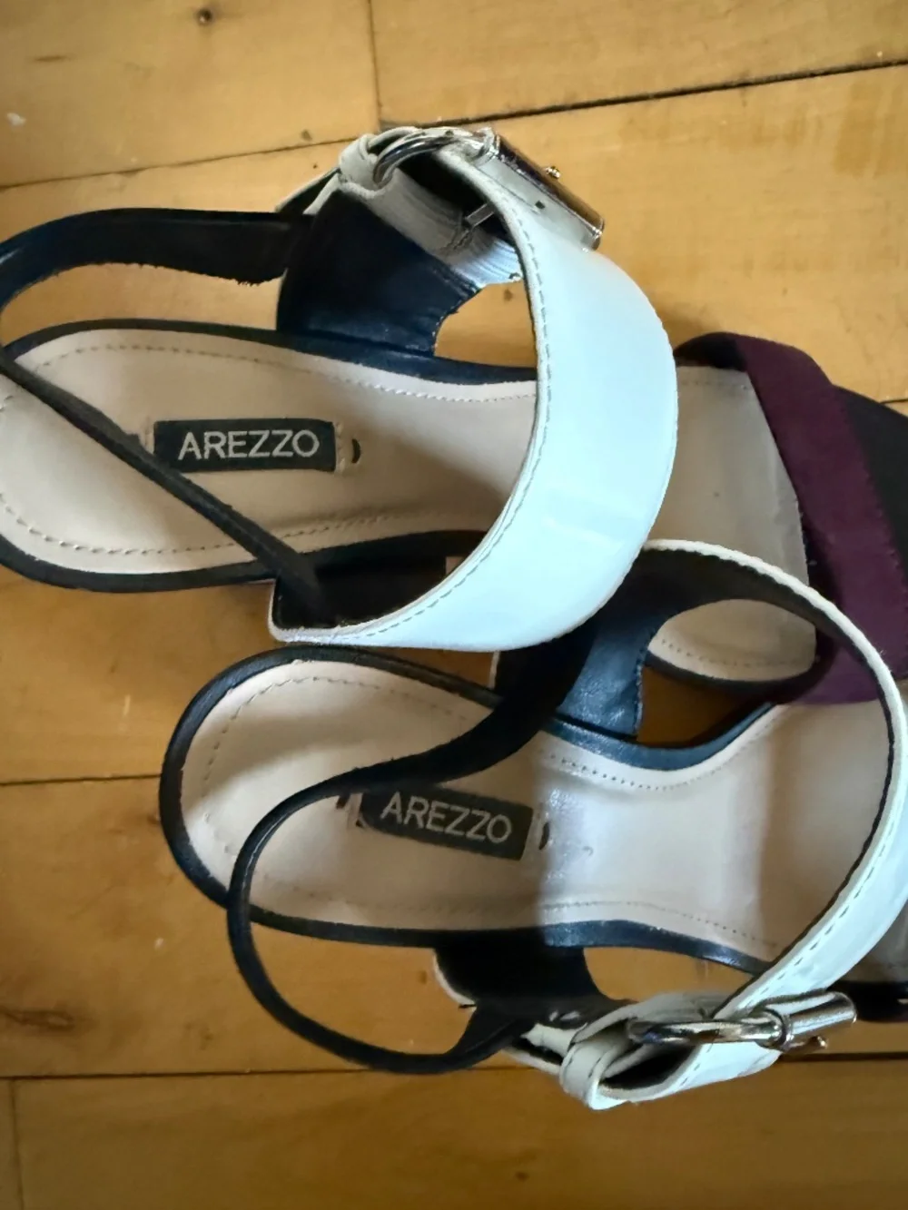 Arezzo Colorblock Block Heel Sandals sz 6